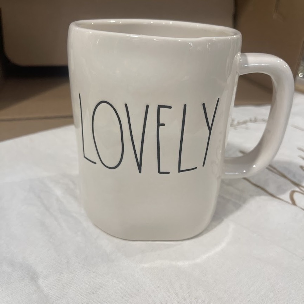 Rae Dunn Artisan Collection Lovely Mug 4.5" Tall Ceramic Coffee Cup Gift Decor